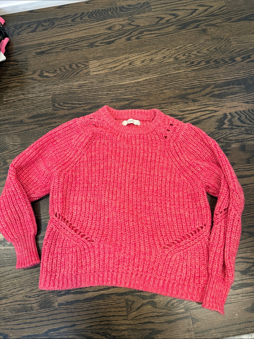 LOFT Coral Pink Chunky Crewneck Sweater